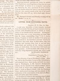 [ABOLITION] Sojourner Truth's account of meeting Lincoln featured in The Liberator . 23 Dec. 1864.