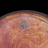 A Chinese carved "Mirror" inkstone with hardwood box 仿銅鏡硯台及木盒