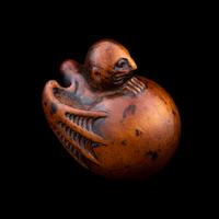 A Japanese Wood Netsuke of Hatching Tengu
