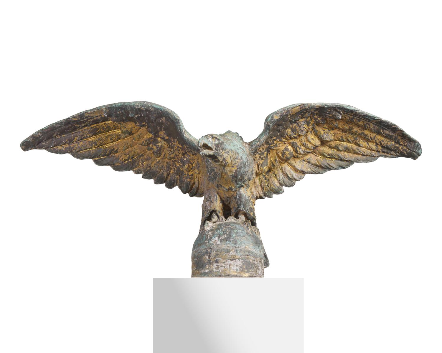 A Large Molded and Gilded Copper Pilot House Eagle