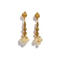 YELLOW GOLD AND CULTURED PEARL PENDANT EARRINGS