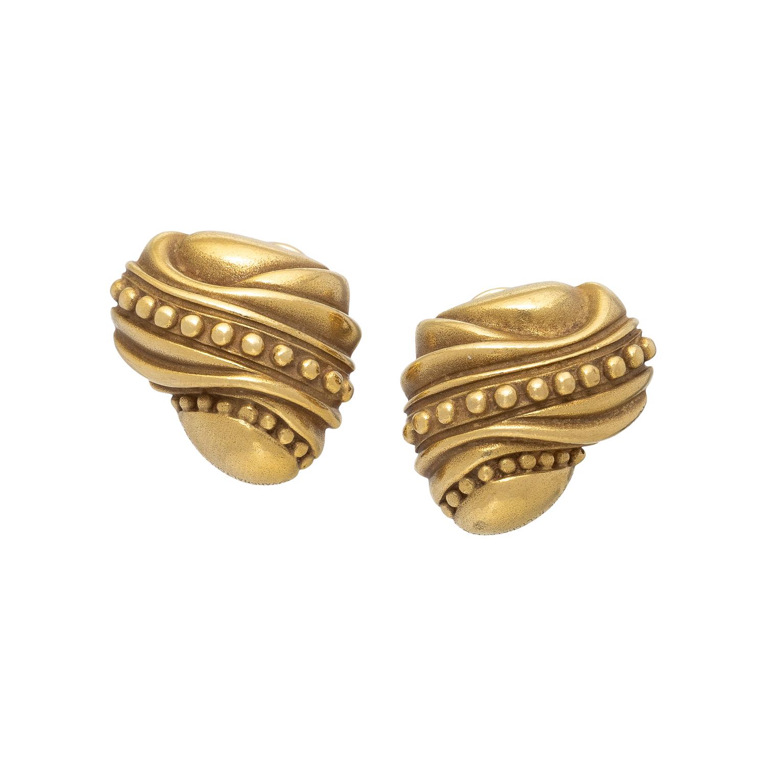 VAHE NALTCHAYAN, YELLOW GOLD RIBBON EARRINGS