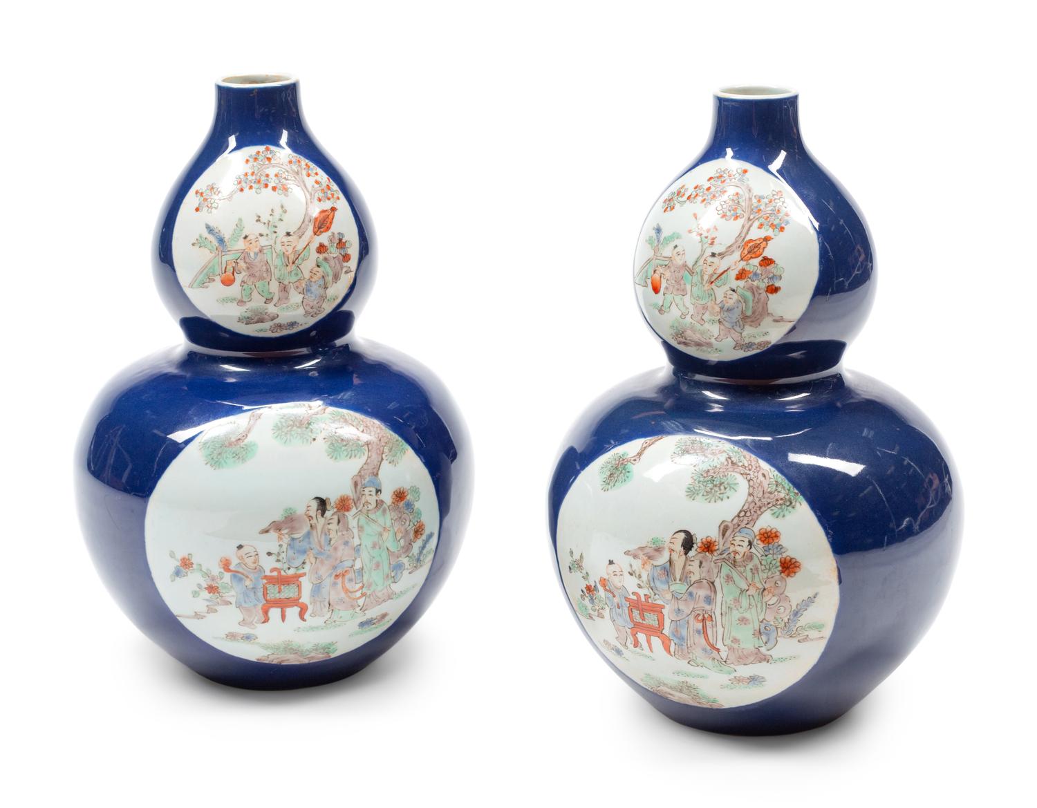 A Pair of Chinese Export Enameled Porcelain Vases