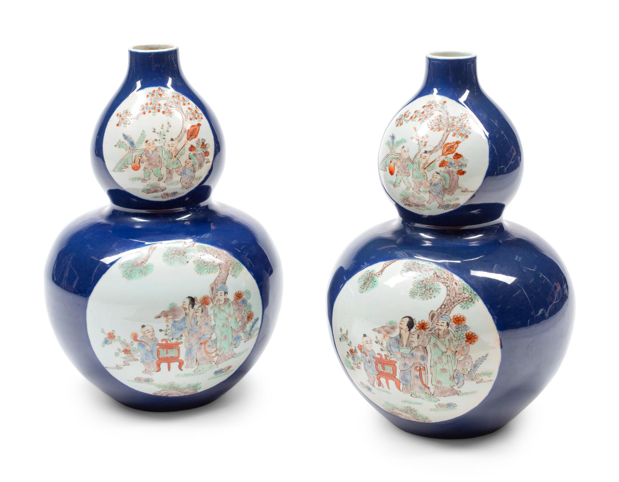 A Pair of Chinese Export Enameled Porcelain Vases