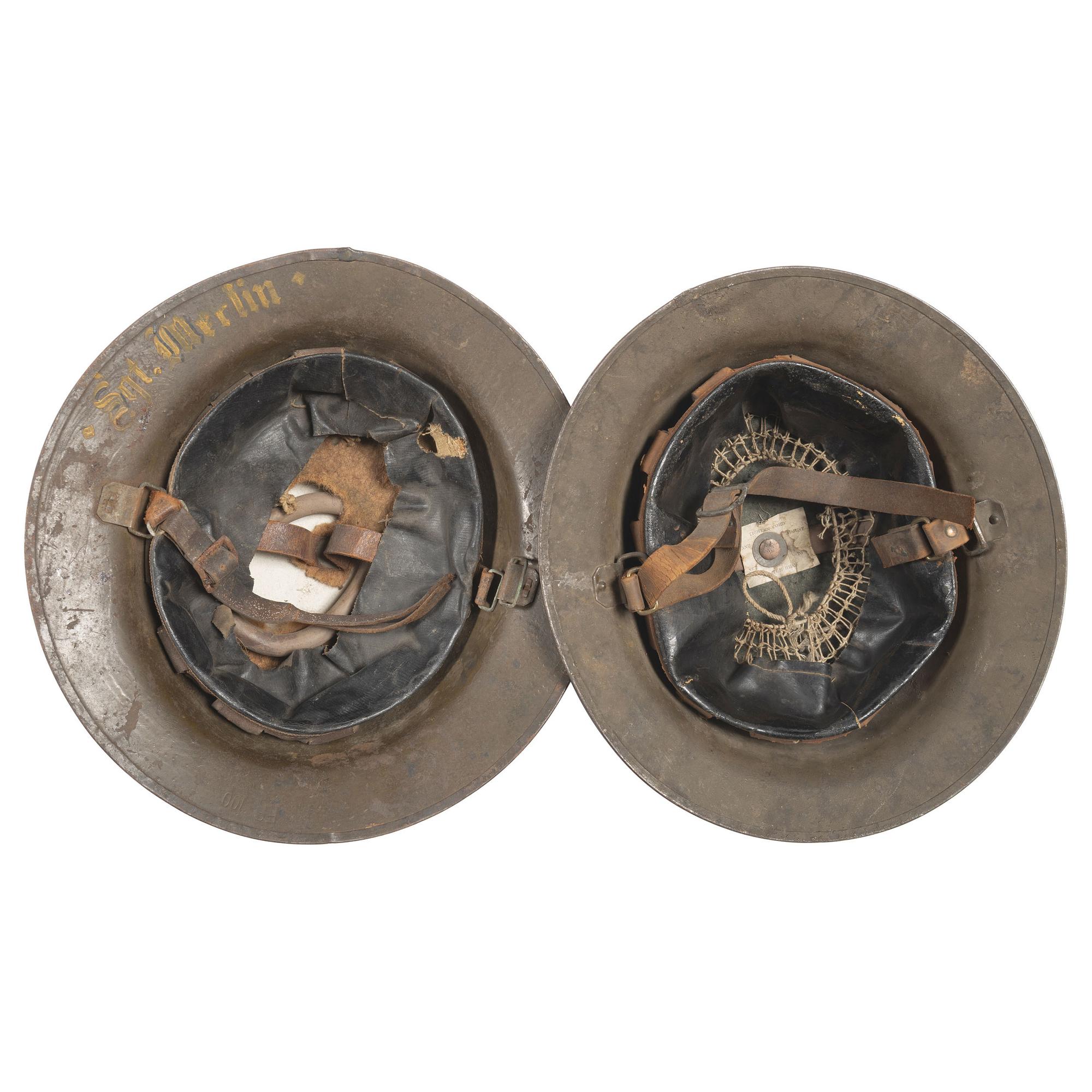 Group of Two Painted M1917 Helmets: Including 77th Infantry Division, 32nd Infantry Division