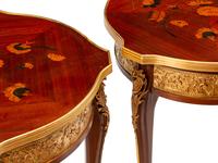 A Pair of Louis XV Style Gilt Metal Mounted Marquetry Tables
