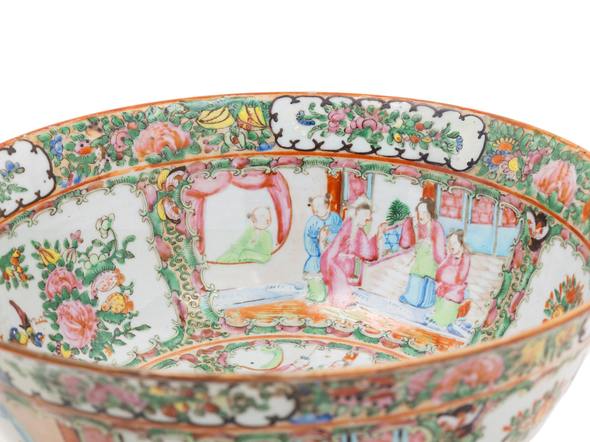 A Chinese Rose Medallion Porcelain Punch Bowl