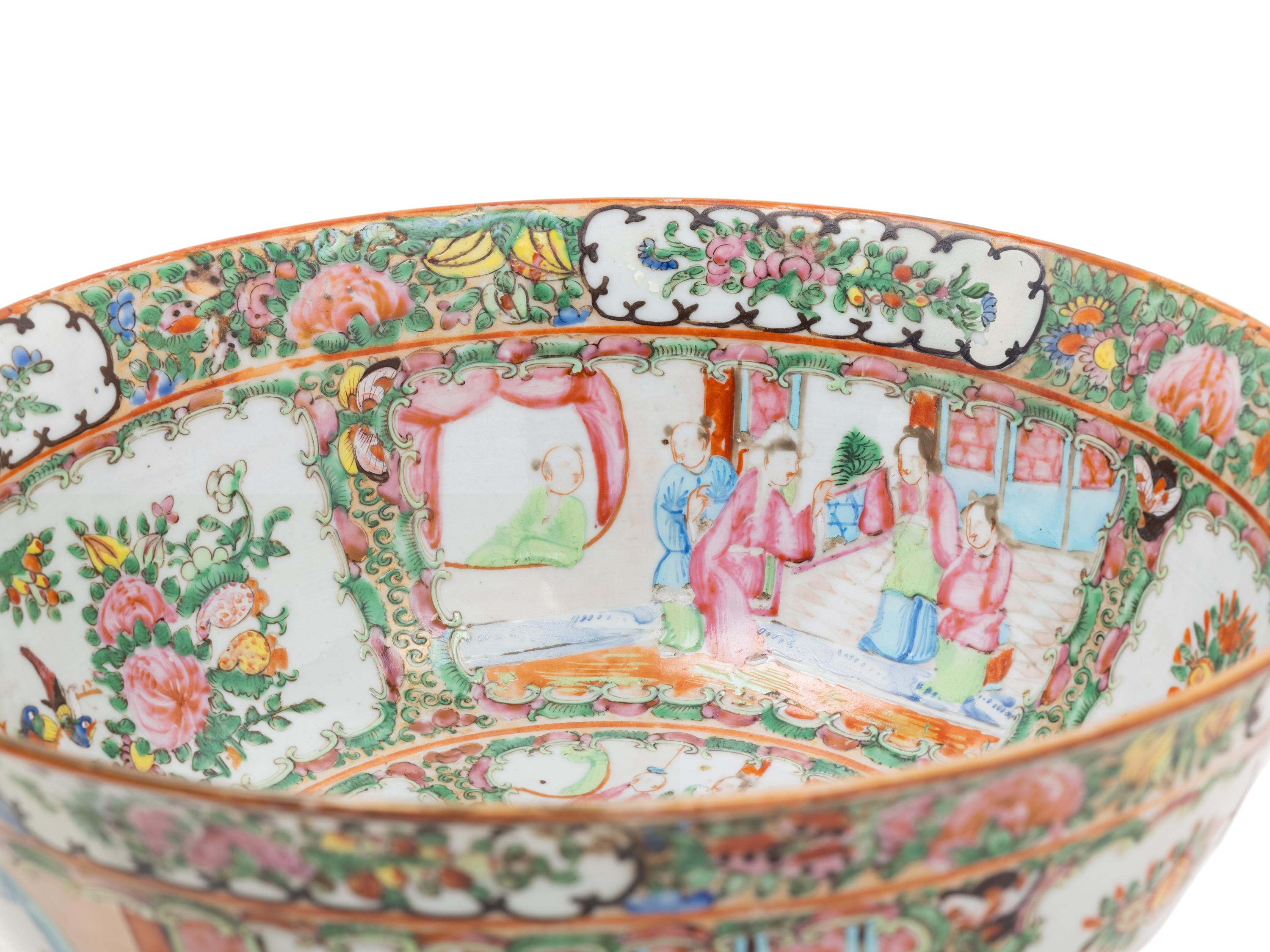 A Chinese Rose Medallion Porcelain Punch Bowl