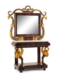 An Italian Painted and Parcel Gilt Mahogany Pier Table and Mirror