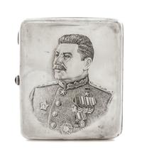 A Russian Niello Silver Cigarette Case, Mark of a Jewelers Artel, Moscow, 20th century, the lid worked to show the Kremlin viewed from