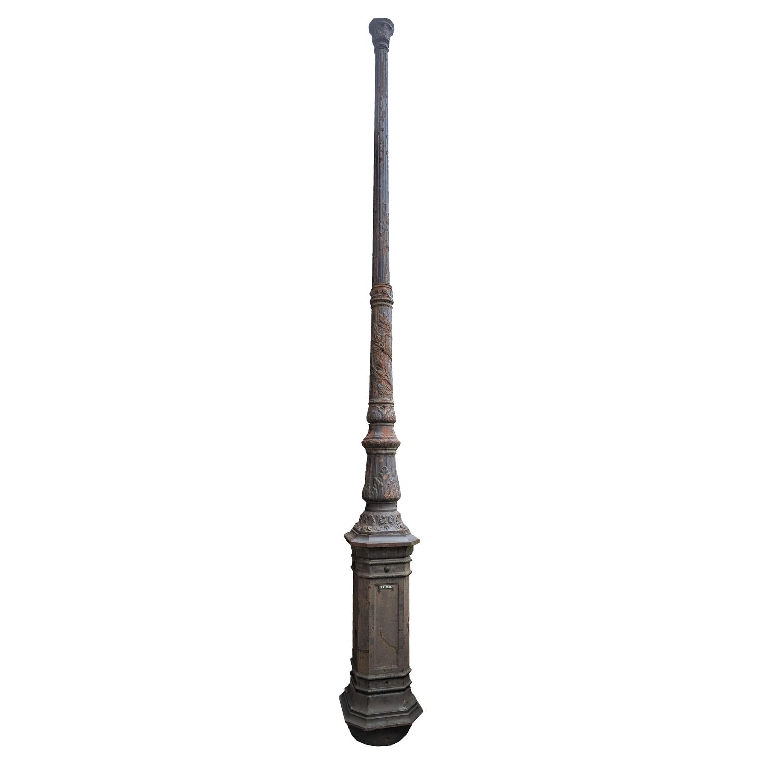 An Iron Lamp Post 17" W x 17" D x ~200" H — France, 20th Century