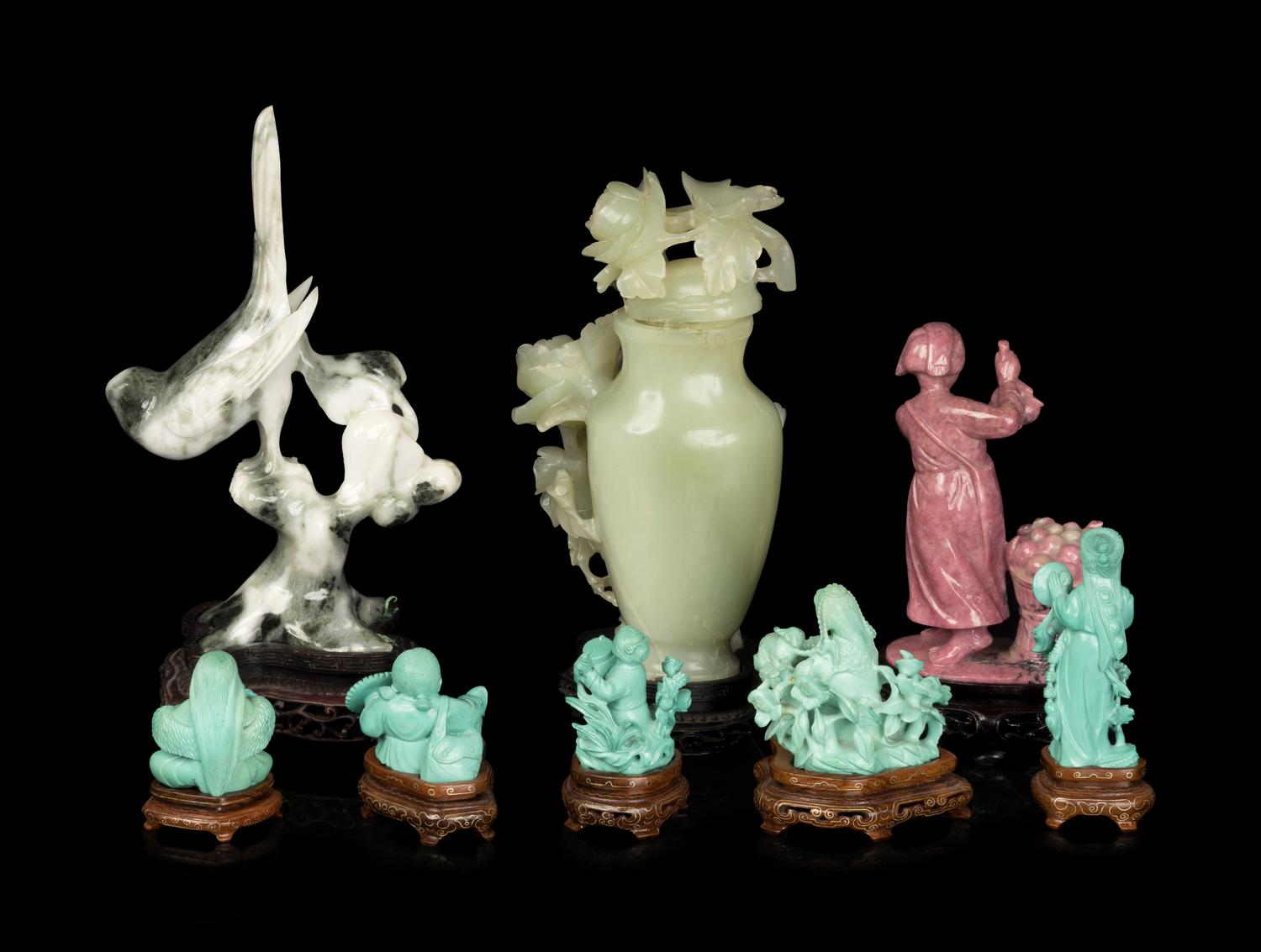 Eight Chinese Hardstone Carved Articles
