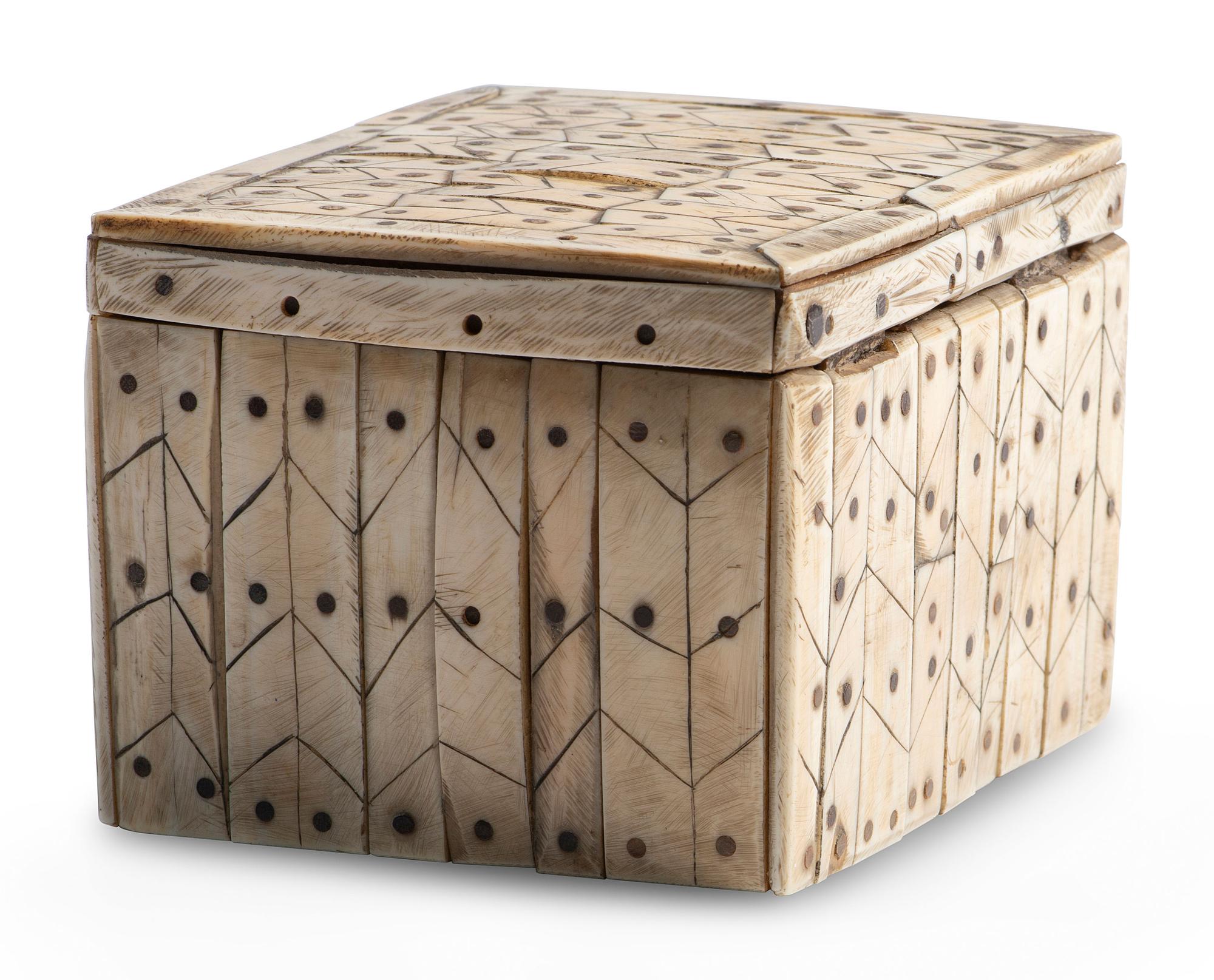 Iñupiaq Wood Box, with Bone Inlay
