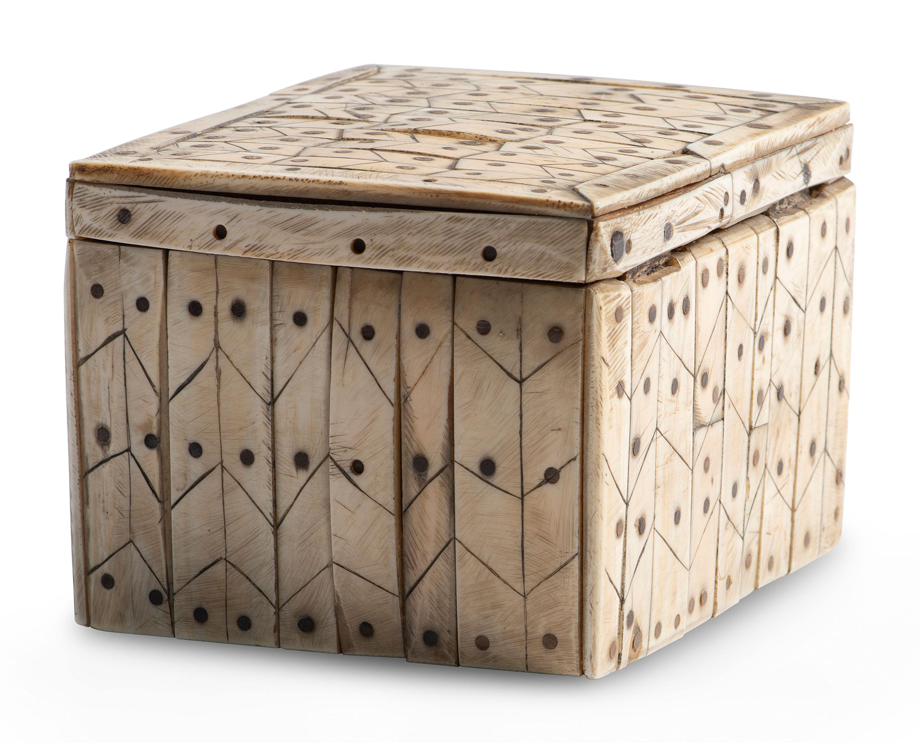 Iñupiaq Wood Box, with Bone Inlay