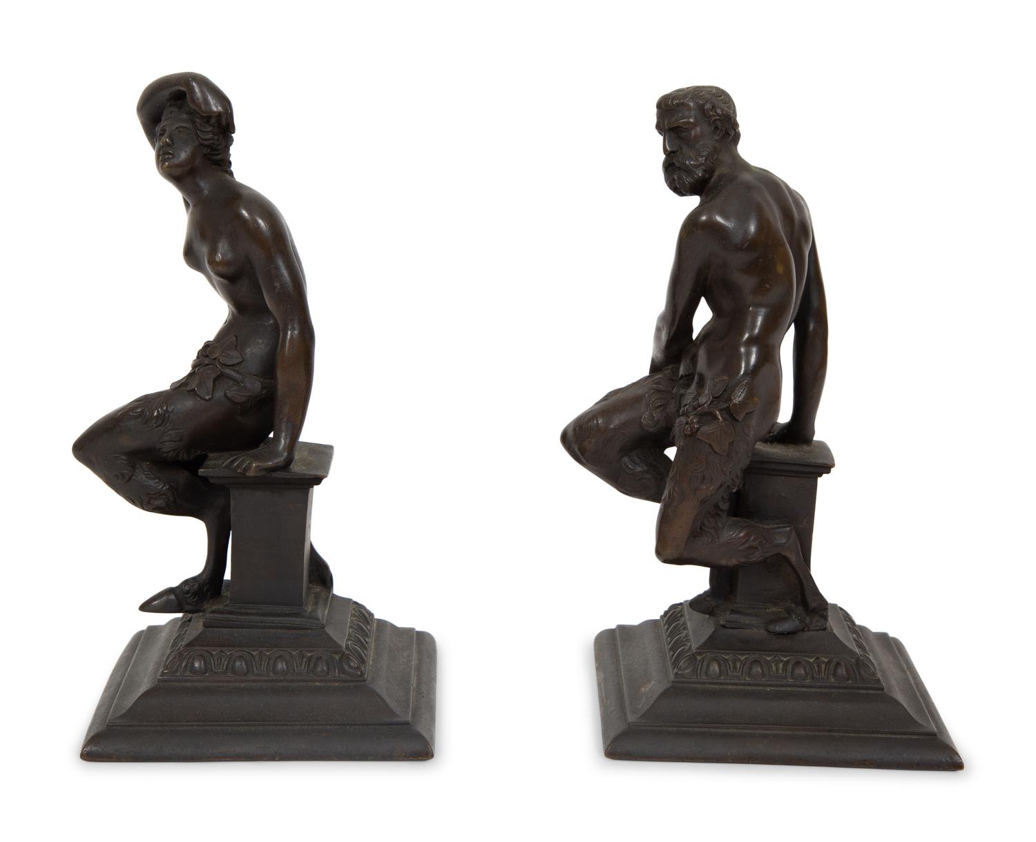 A Pair of Grand Tour Style Bronze Satyr Figures