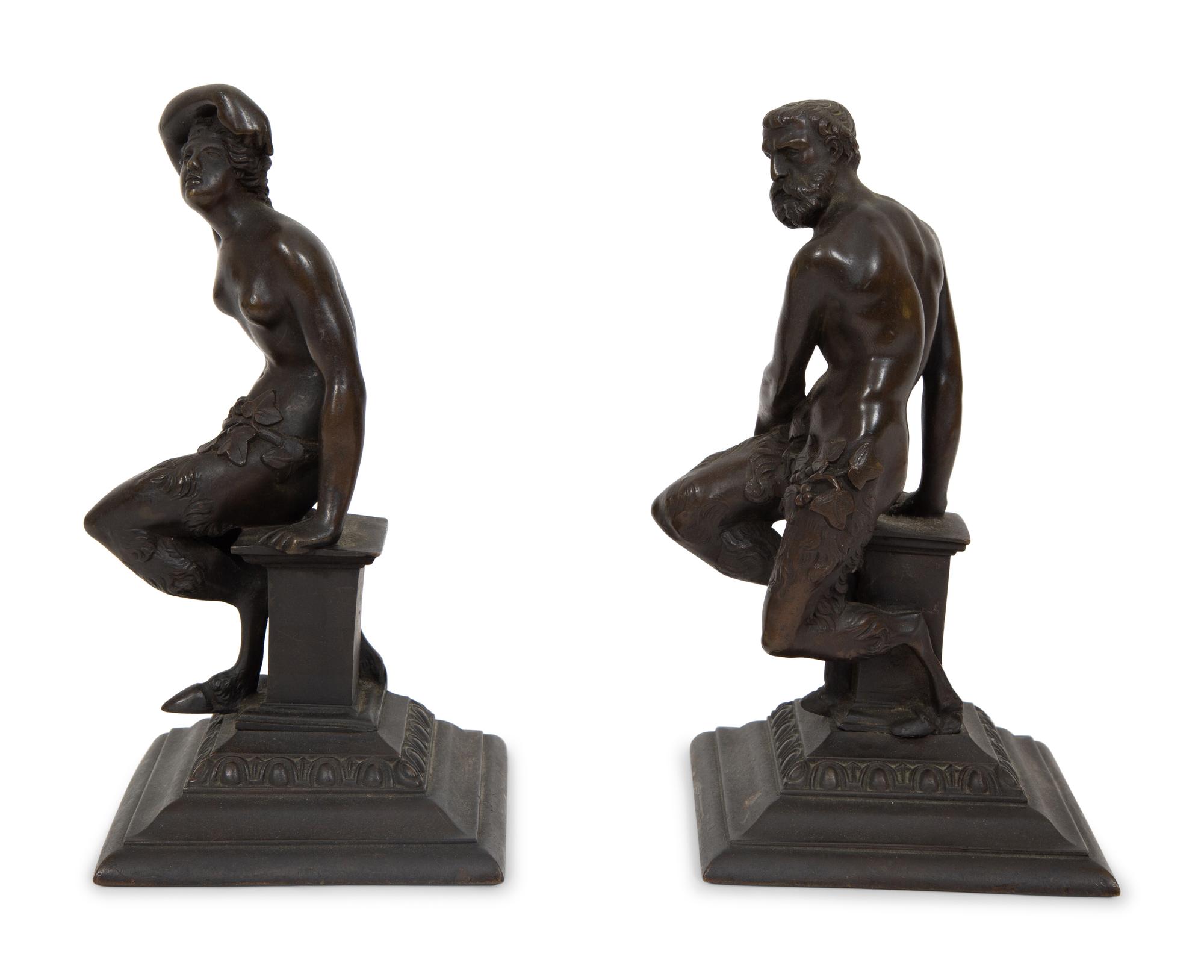 A Pair of Grand Tour Style Bronze Satyr Figures