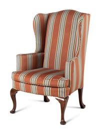 A Queen Anne Walnut Wingback Armchair