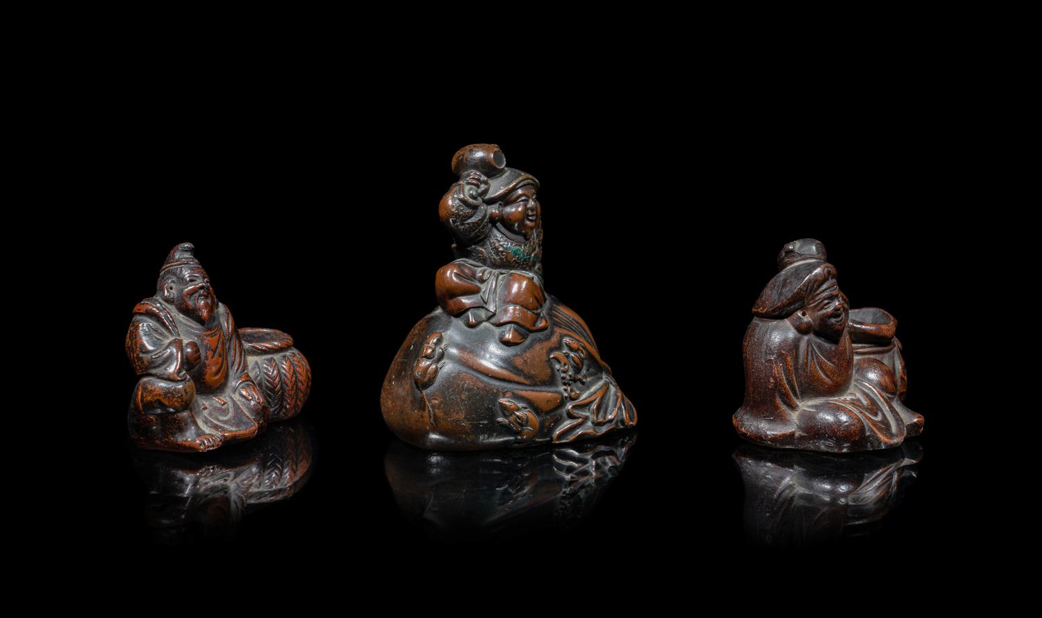 Three Japanese Figural-Form Scholar's Objects