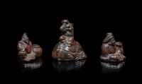 Three Japanese Figural-Form Scholar's Objects