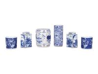 Six Blue and White Ceramic Articles
