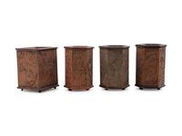 Four Chinese Carved Hardwood Brush Pots, Bitong