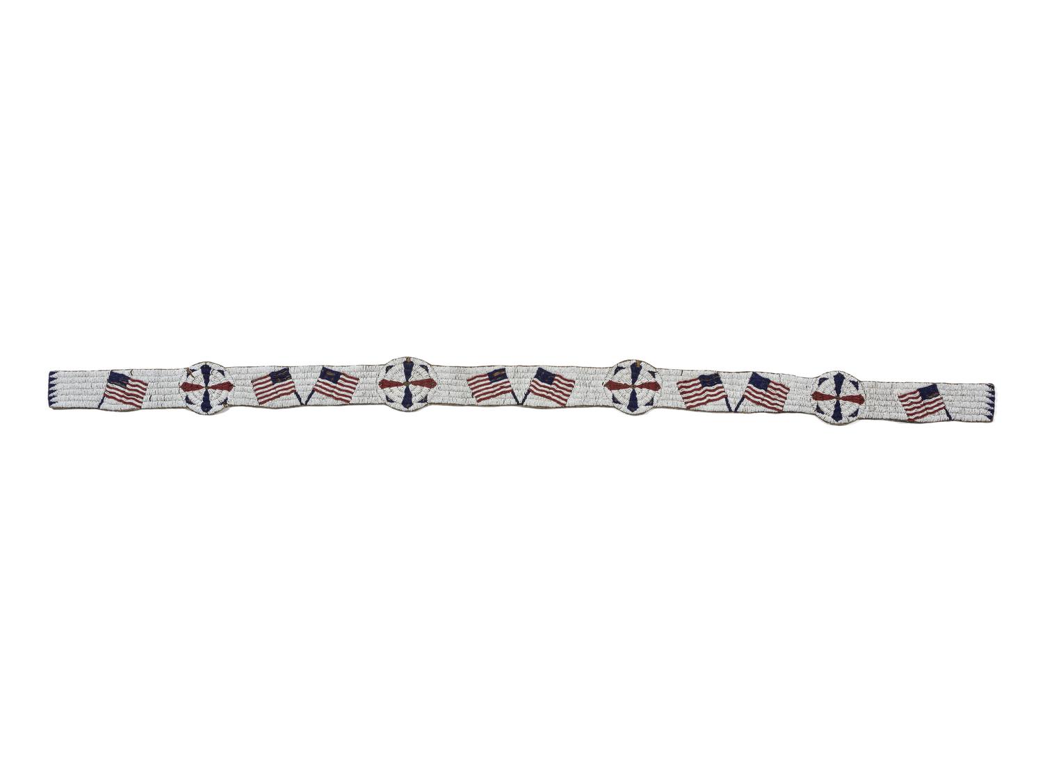 Sioux Beaded Blanket Strip, with American Flags