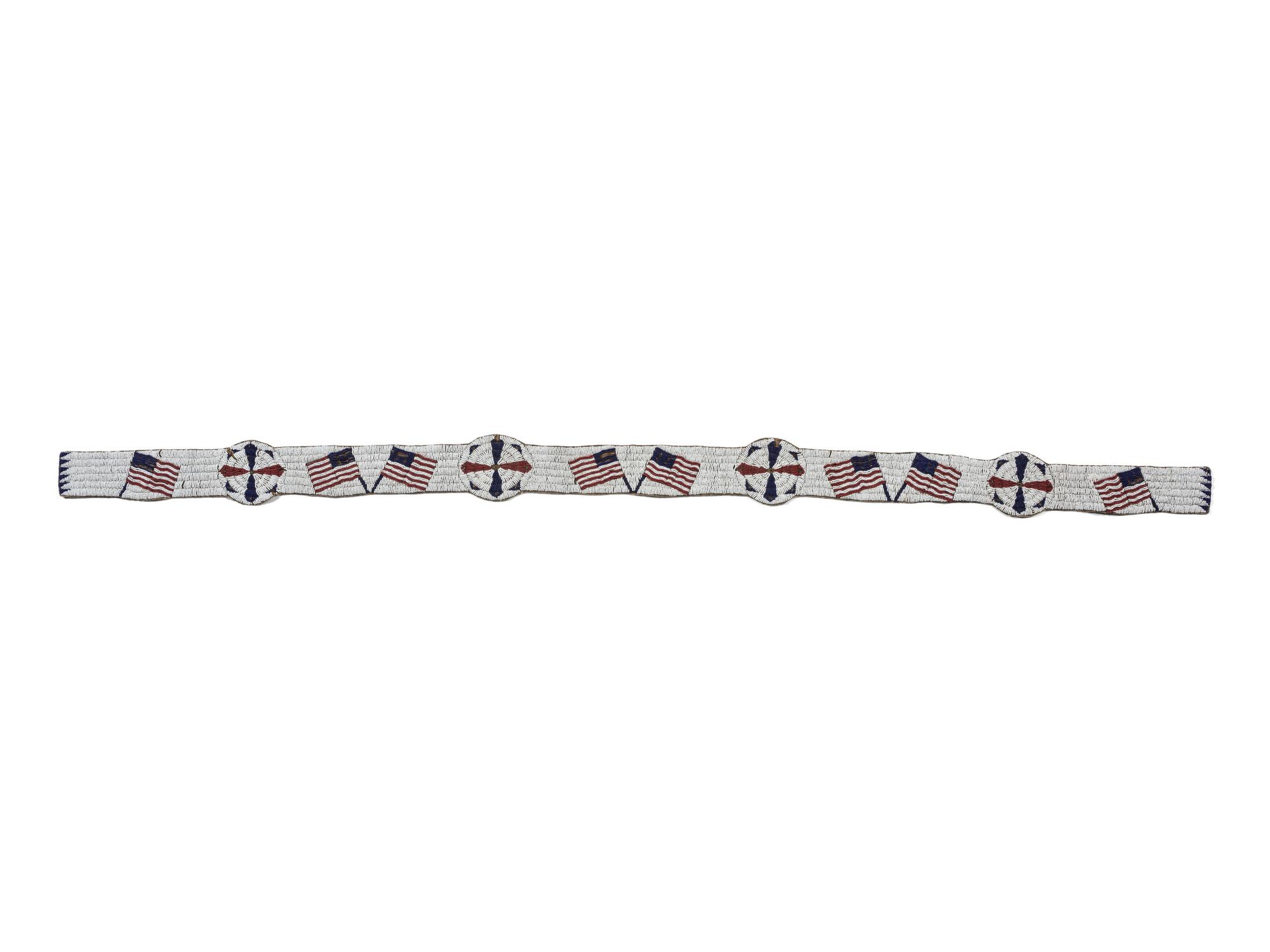 Sioux Beaded Blanket Strip, with American Flags