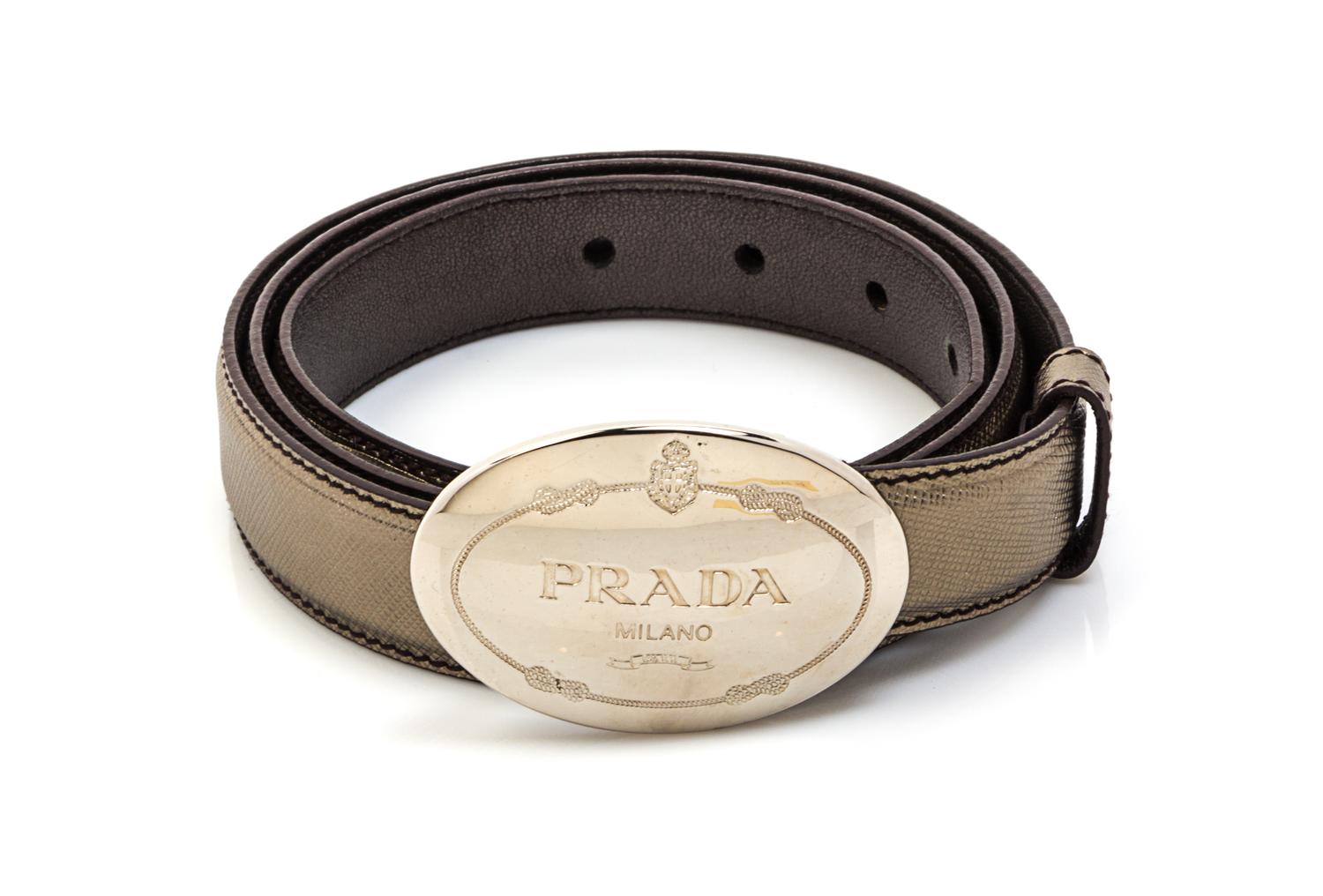 A Prada Bronze Pressed Leather Belt,