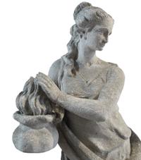 A Set of Four Carved Stone Statues Allegorical of the Seasons 14.5" W x 11" D x 35" H, 14.5" x 11" x 36", 13" x 11" x 35.25", 14" x 11. — Italian, Circa 1870