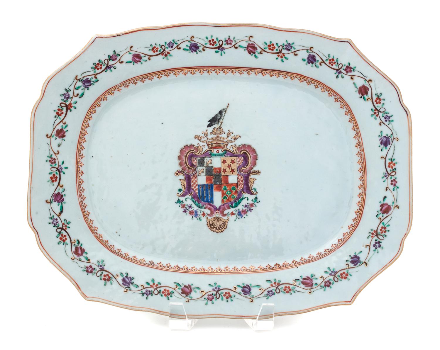 An English Lowestoft Armorial Platter Length 13 1/4 inches. — 19TH CENTURY