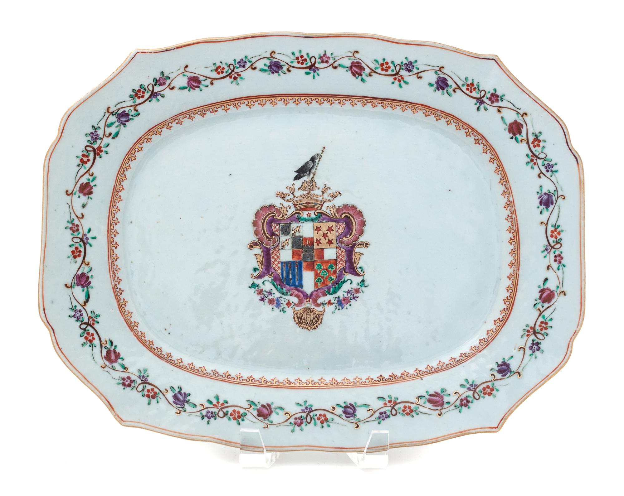 An English Lowestoft Armorial Platter Length 13 1/4 inches. — 19TH CENTURY