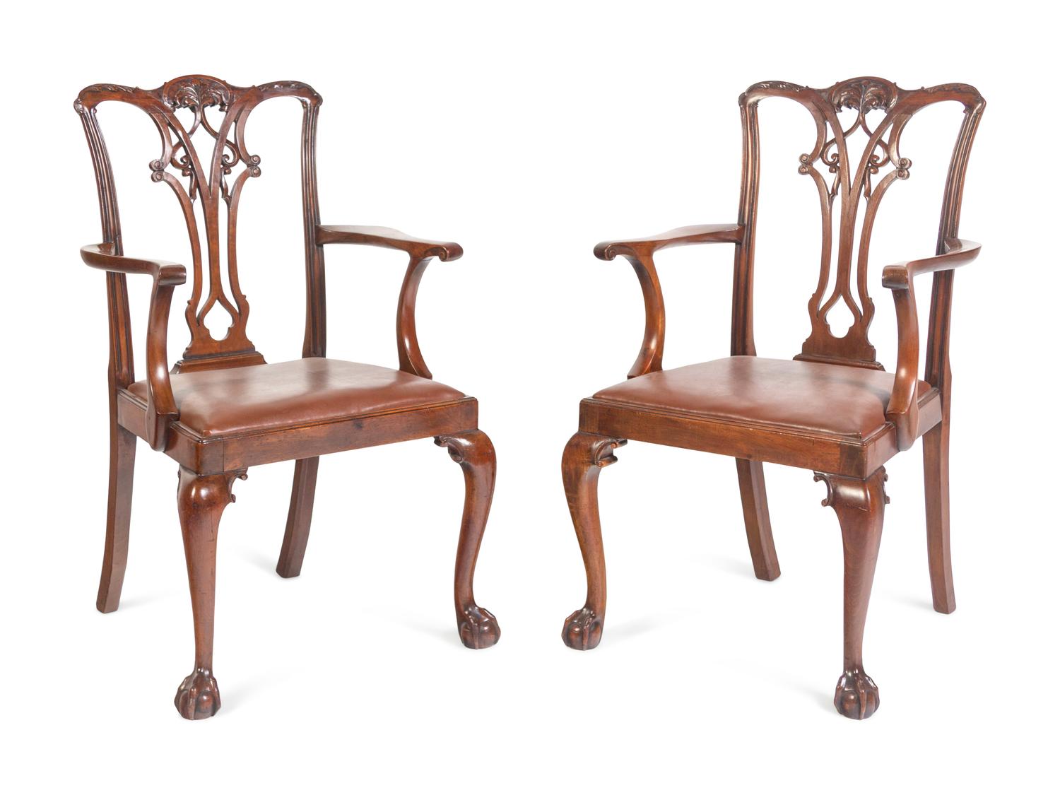 A Pair of George III Style Mahogany Armchairs