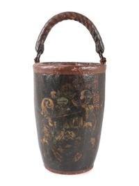 An English Polychrome Decorated Leather Fire Bucket