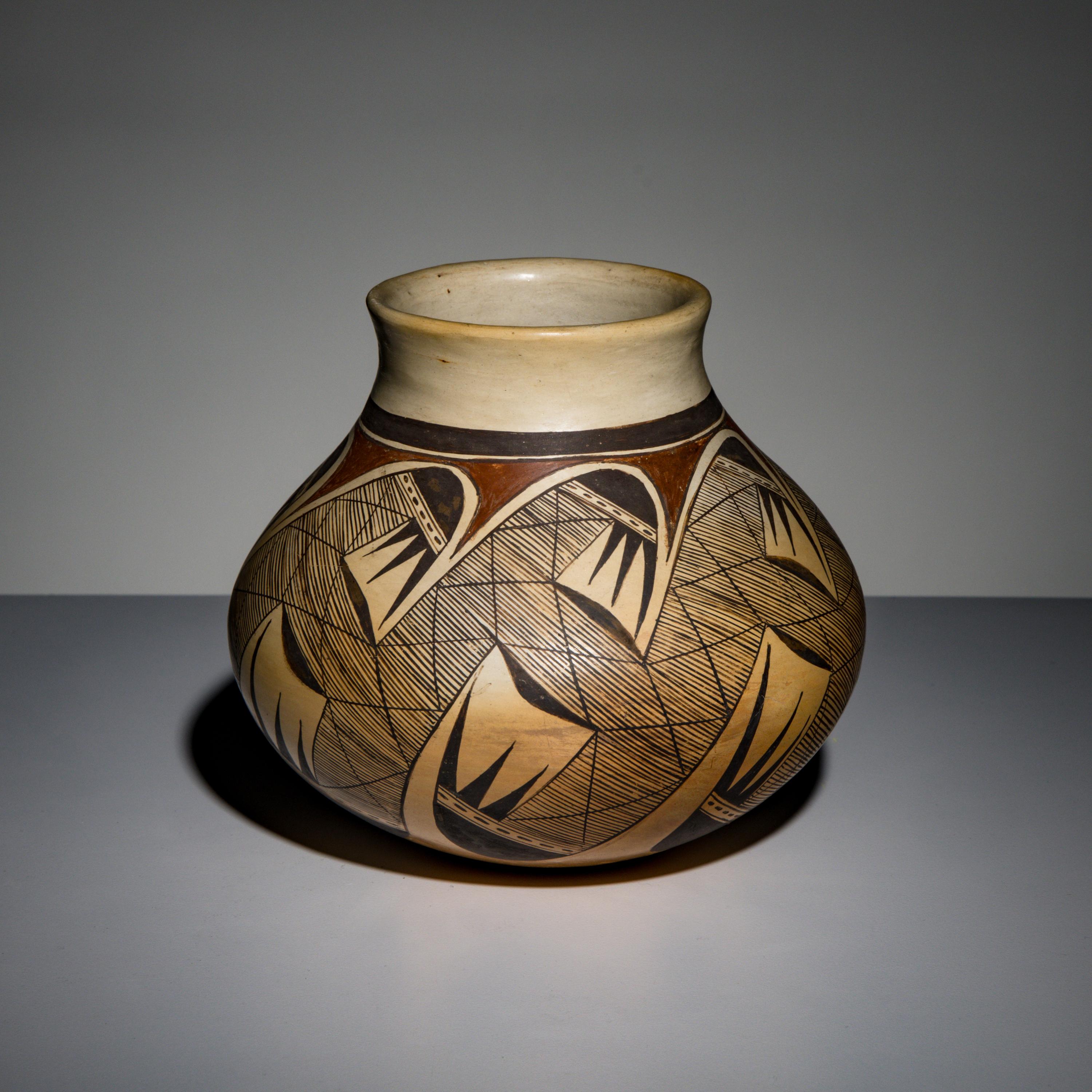Priscilla Namingha (Hopi-Tewa, b. 1924-2008) — Polychrome Pottery Jar, with Migration Pattern