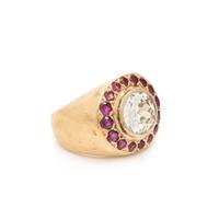 YELLOW GOLD, DIAMOND AND RUBY RING