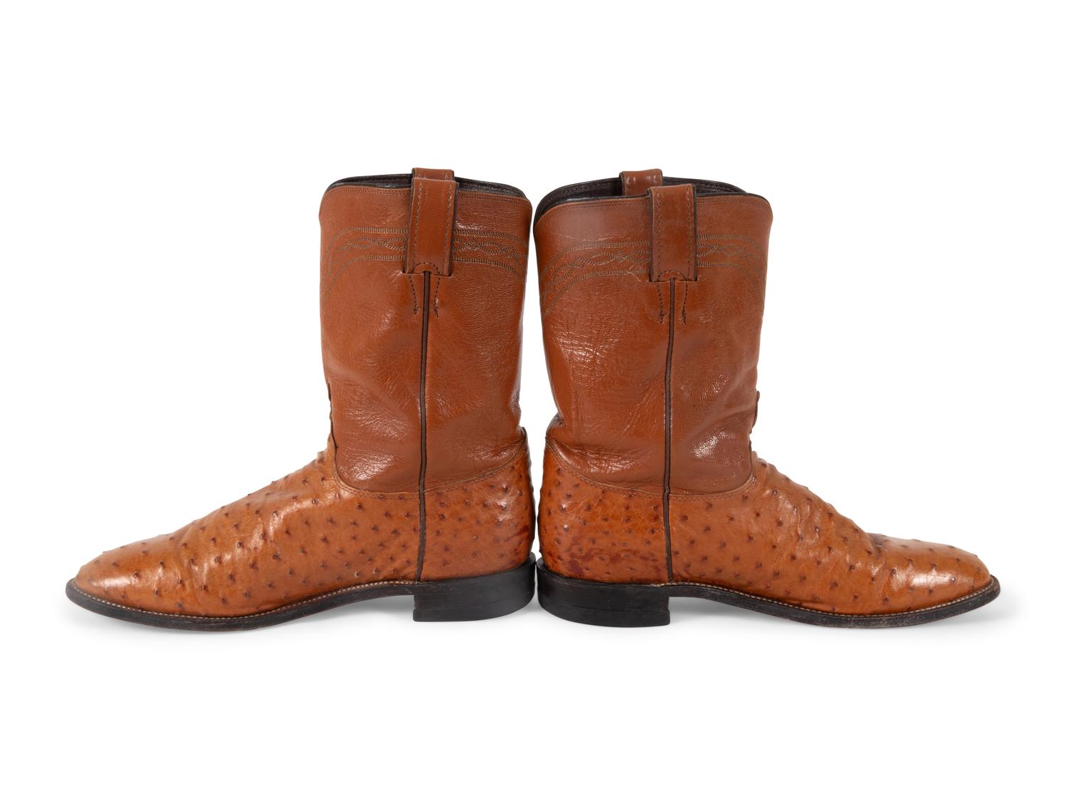 Justin Boots Cognac Full Quill Ostrich Boots