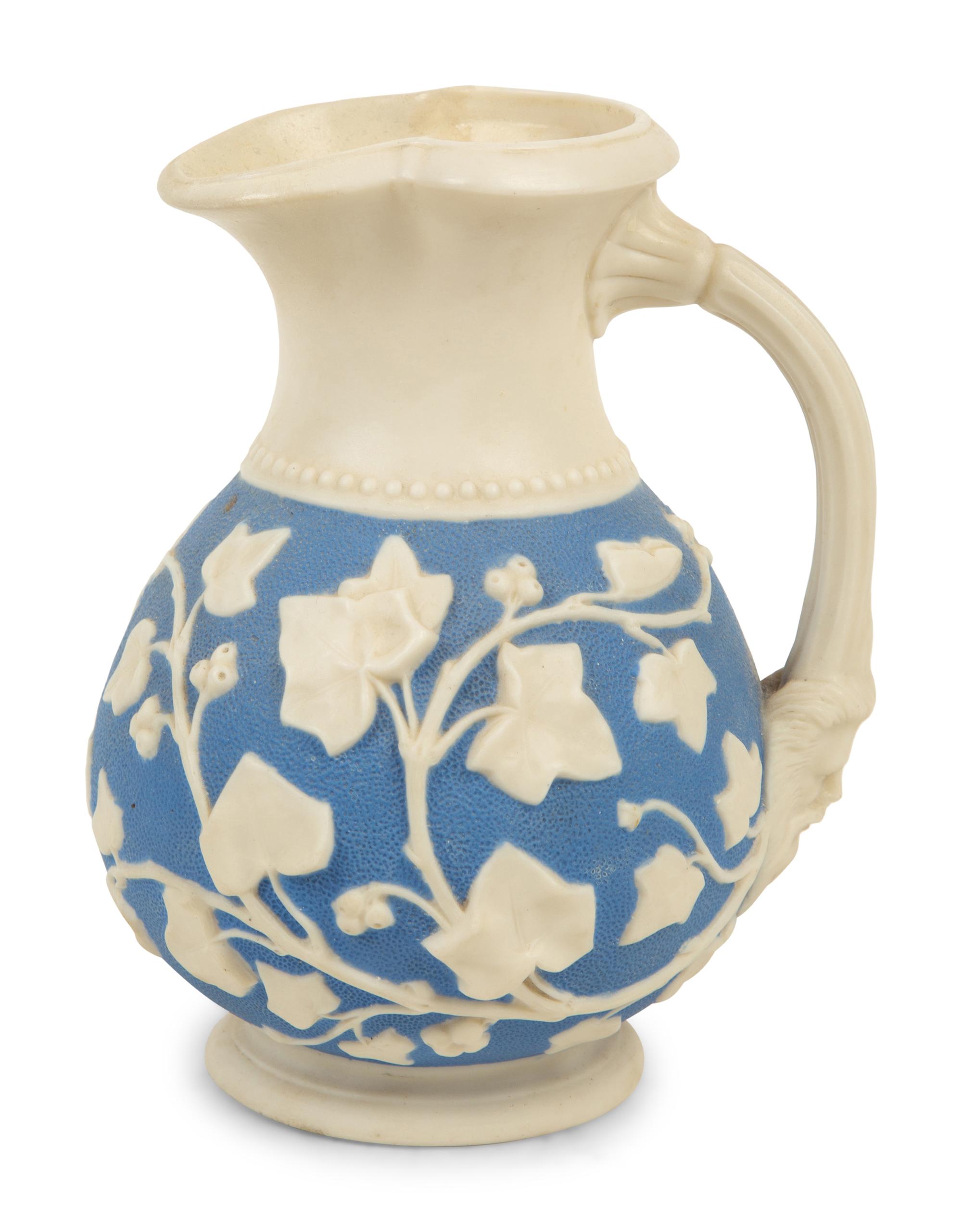 A Collection of Nine English Salt Glazed Relief Form Teapots, Pitchers and Creamers — 19TH/20TH CENTURY