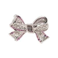 DIAMOND AND RUBY BOW BROOCH