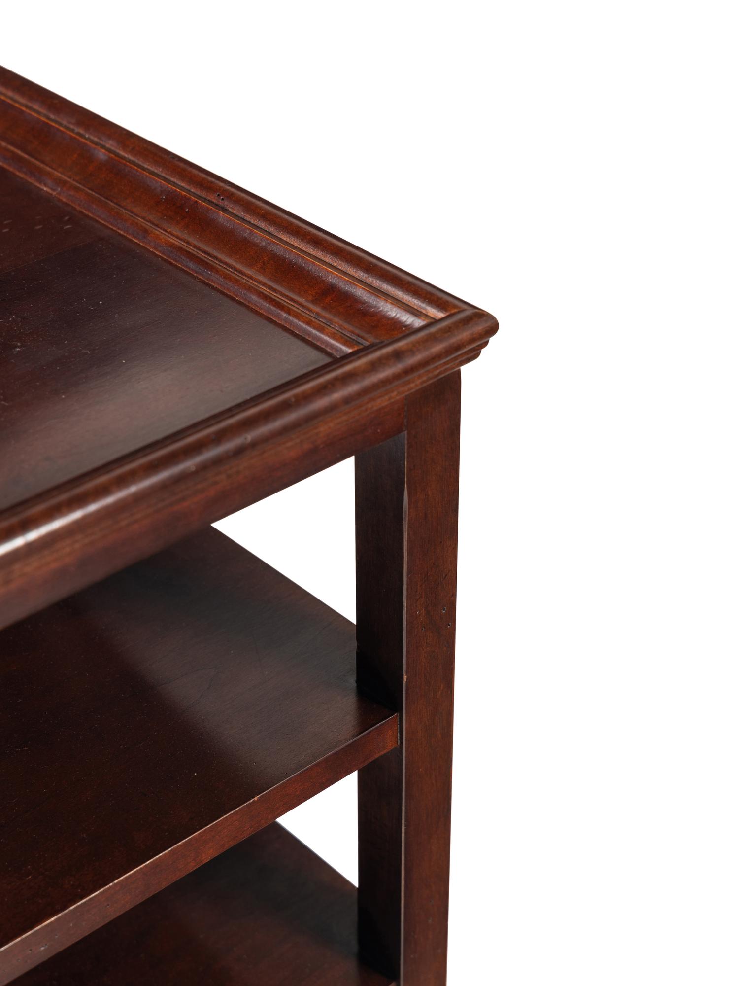 A Contemporary Brass Mounted Walnut Four-Tier Table
