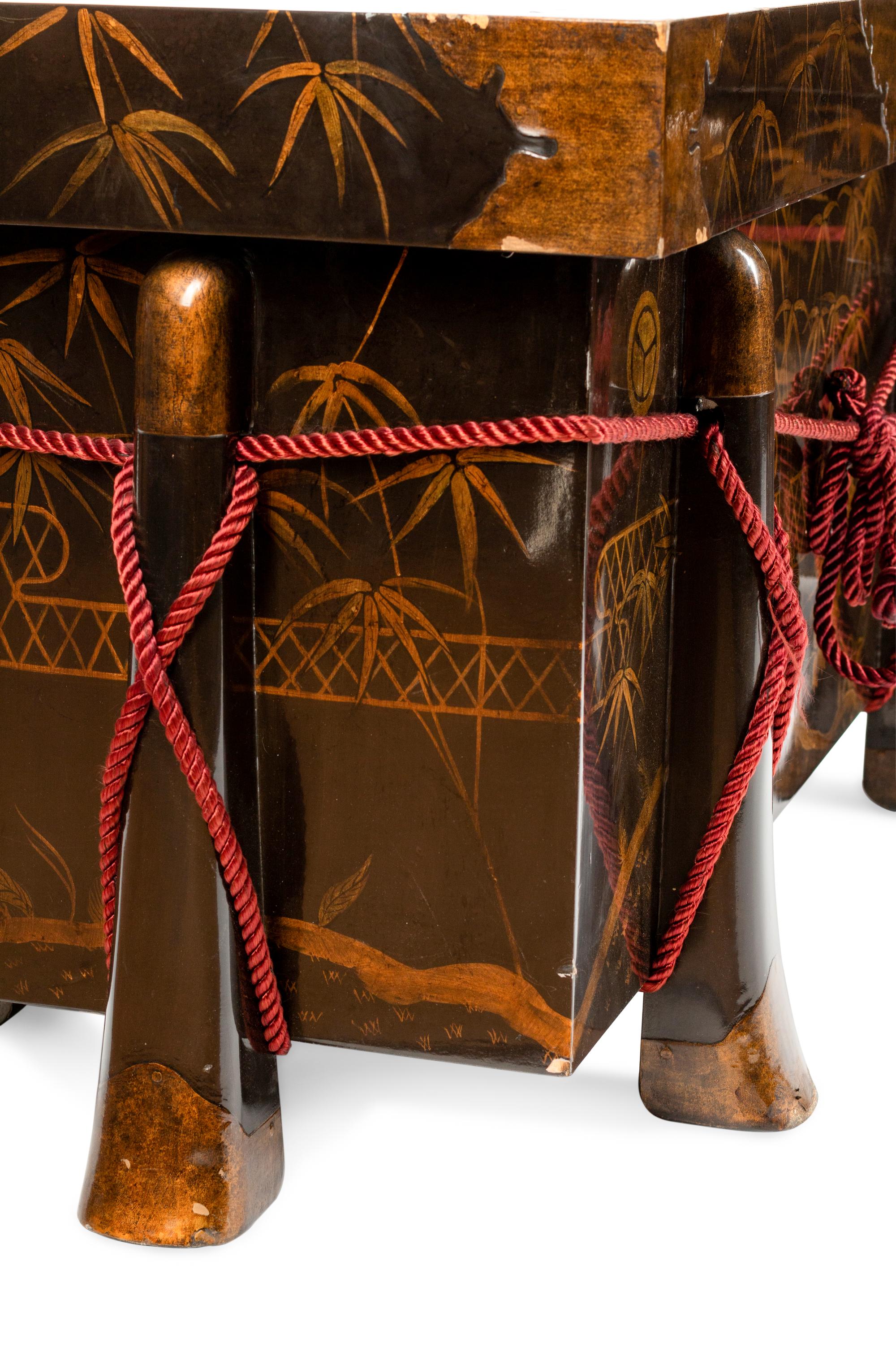 A Pair of Japanese Export Lacquer Lift-Top Chests