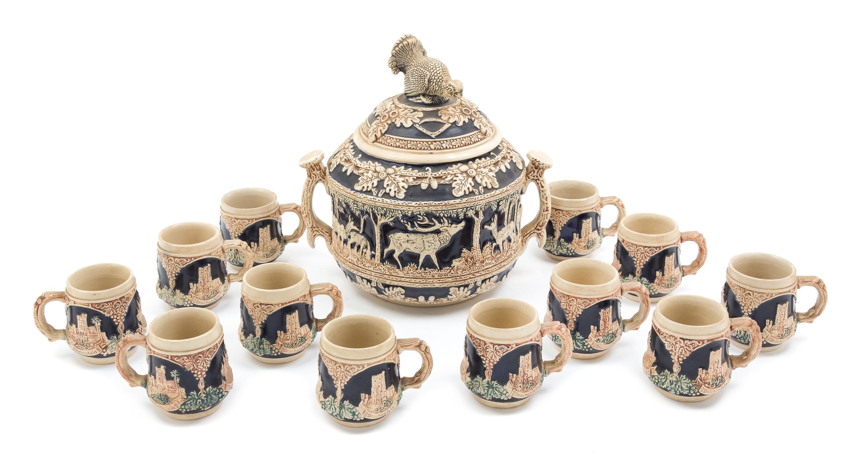 A German Ceramic Drink Set Height of first 12 inches. — MARZI & REMY, MID-20TH CENTURY