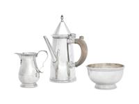 An Assembled English Silver Three-Piece Coffee Service