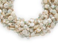 MISH, CULTURED PEARL AND AVENTURINE QUARTZ TORSADE NECKLACE