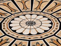 A Continental Black-Painted and Parcel Gilt Inlaid Marble-Top Center Table
