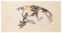 A Chinese Ink and Color Painting on Paper Fan
