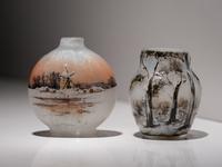 Two Scenic Miniature Vases