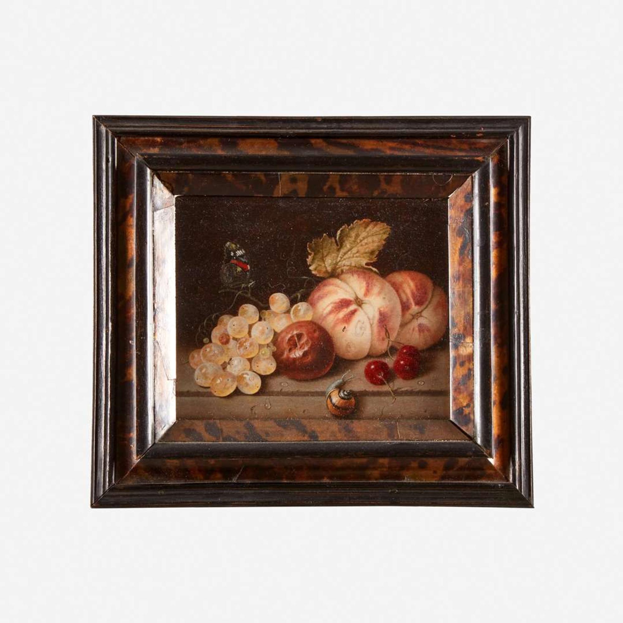 Follower of Adriaen Coorte (Dutch, 1665–1707) | A 19th Century Work Still Life with Grapes, Peaches, Cherries, Snail, and Butterfly