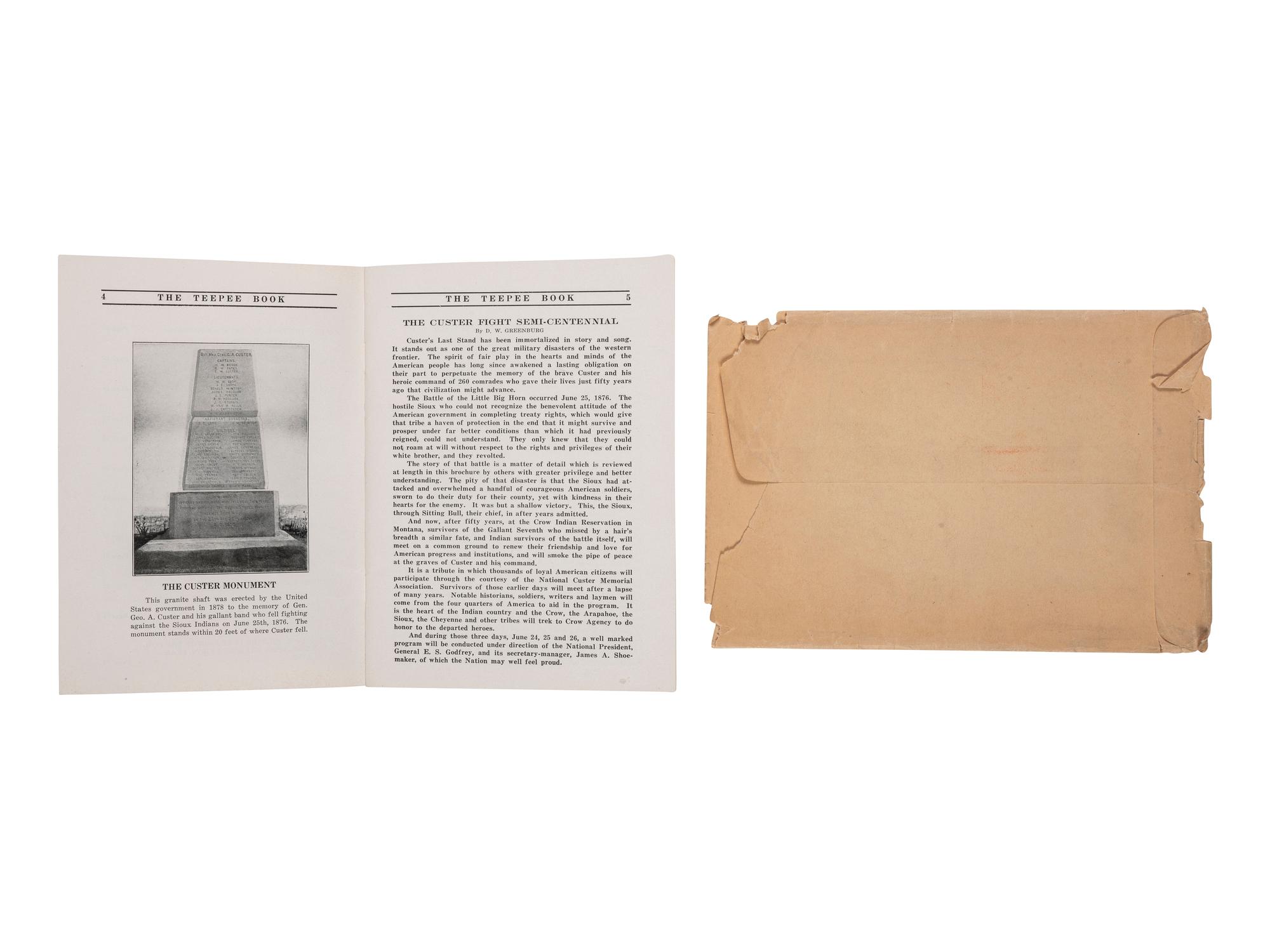 The Teepee Book. Official Publication of The Fiftieth Anniversary of the Custer Battle. National Custer Memorial Association. Sheridan, WY: The Mills Company, 1926.