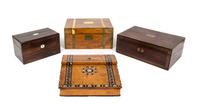 Four English Burlwood Writing Boxes