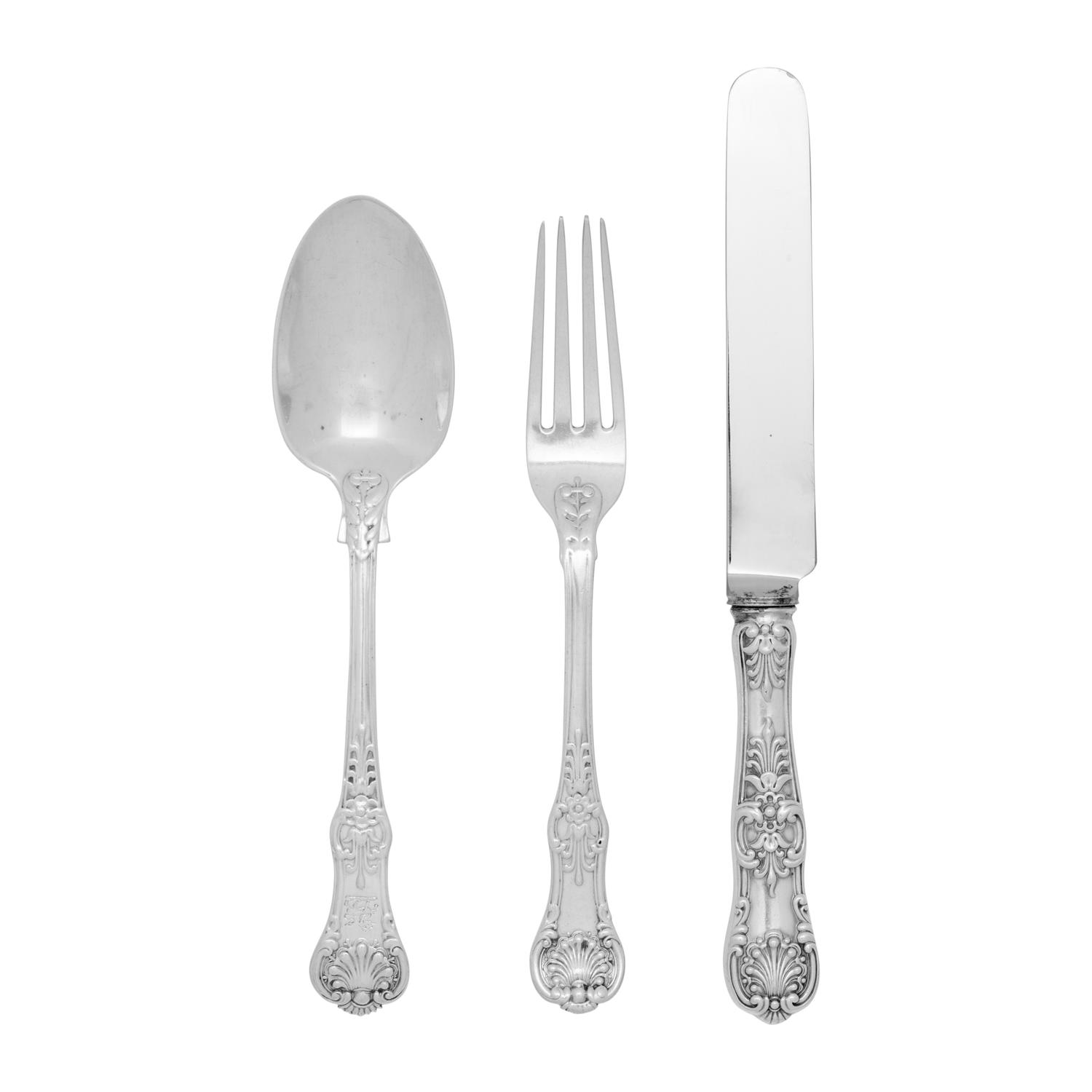 An Assembled King's Pattern Silver Luncheon Flatware Service